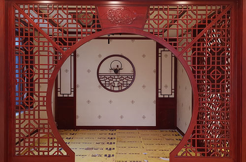 红桥中式仿古装修木雕实木花格落地罩定制