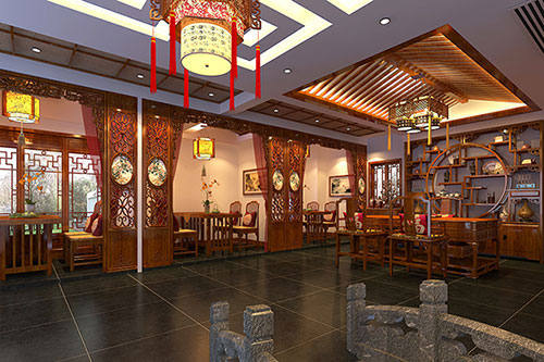 红桥优雅恬淡中式茶叶店装修设计效果图