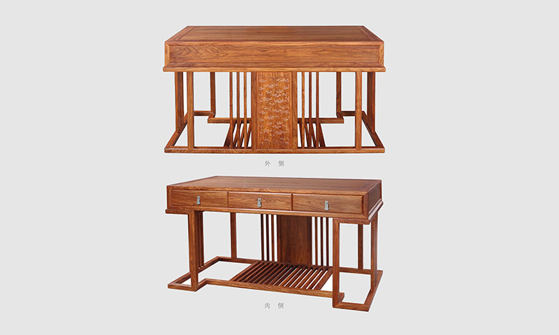 红桥 别墅中式家居书房装修实木书桌效果图