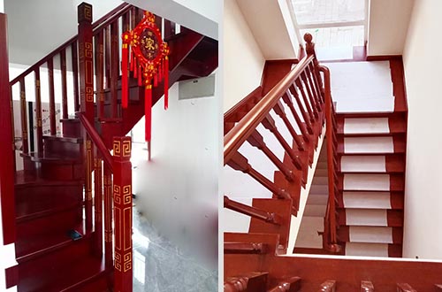 红桥自建别墅中式实木楼梯全屋定制设计效果图